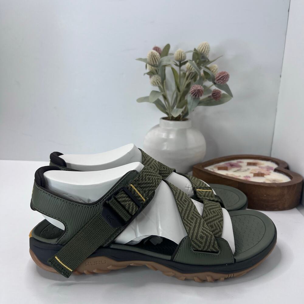 Kuru Current Strappy Comfort Sandal Olive Green/Yellow Men's 13 Medium NWD